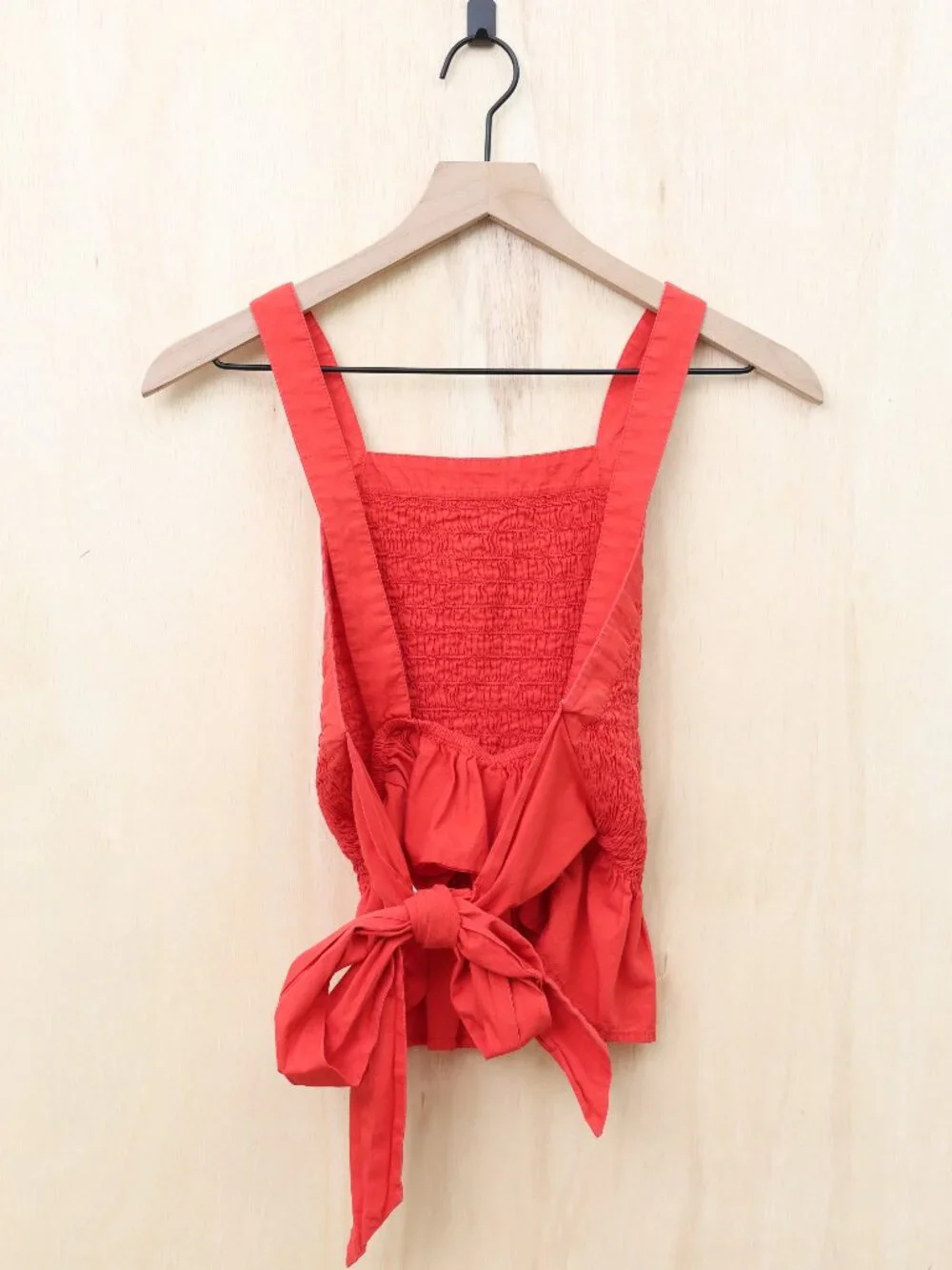 Free People Fez Smocked Tank Top Blouse Red XS